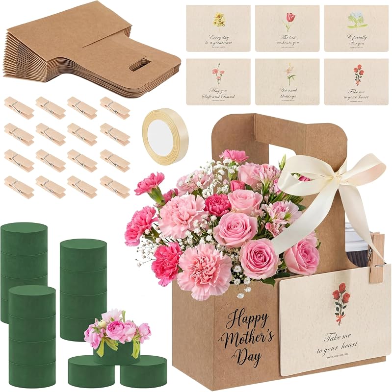 Caja regalo 2 tazas espuma floral para bebidas marrón