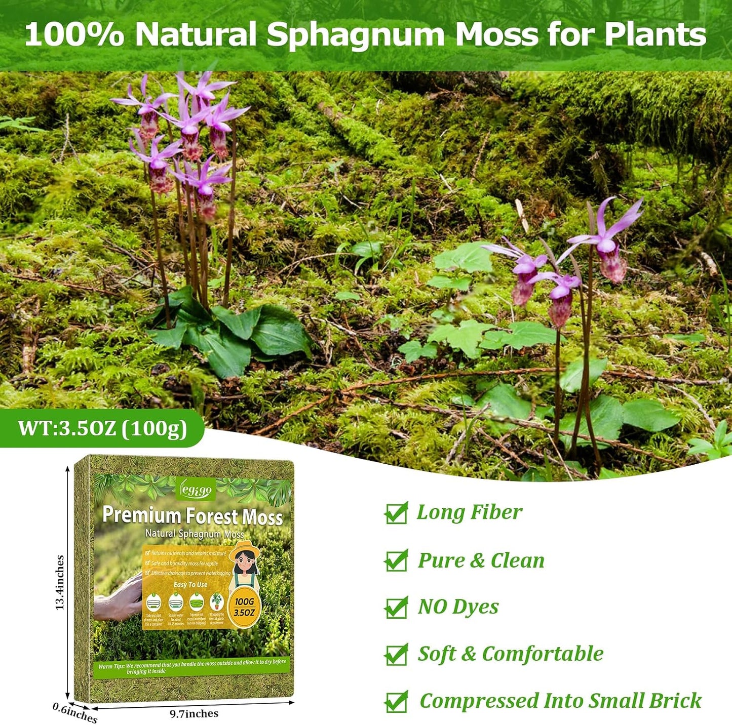 Musgo esfagnum 3.5oz para orquídeas y plantas de interior