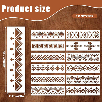 12 Plantillas Bohemias Reutilizables para Pintar Madera y Pared