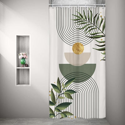 Cortina ducha RV hojas verde salvia estilo bohemio 36x72pulg
