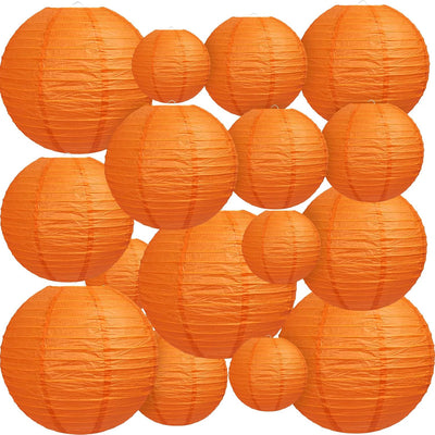 16 Linternas Papel Naranja 6-12pulg Decoración Fiesta