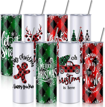 8 Vases Navidad Acero Inox Doble Aislamiento con Tapa Popote
