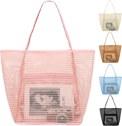 Bolsa playa mujer con bolsillo zipper resistente a arena 2026