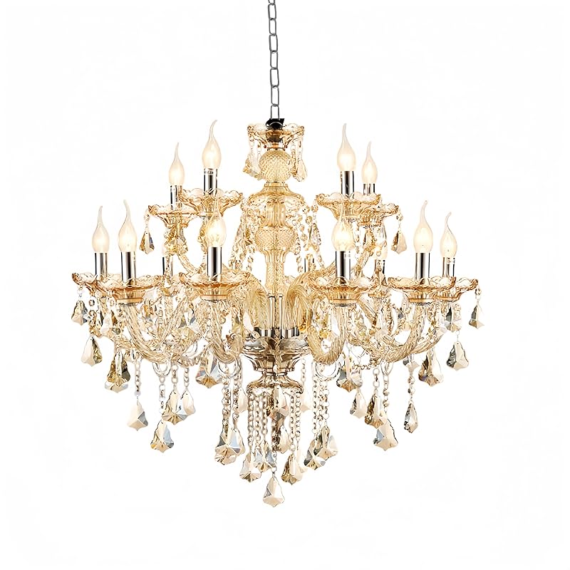 Candelabro cristal K9 12 luces color coñac