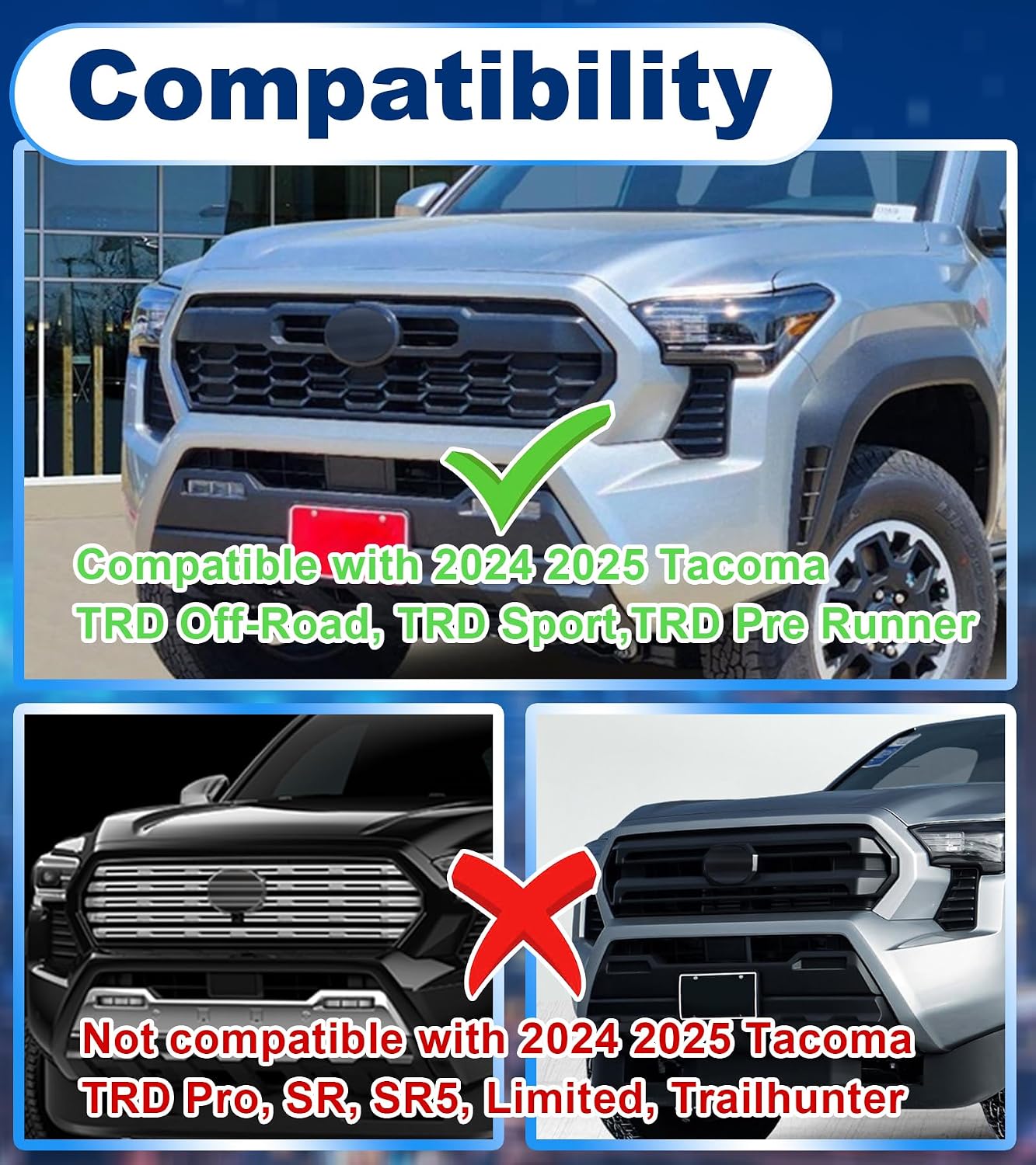 Luces parrilla LED Tacoma TRD Off Road 2024-2025 4 Pzas Blanco