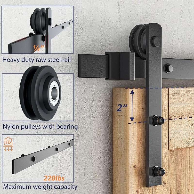 Kit herrajes puerta granero riel deslizante silencioso 72"