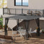 Cenador patio 10x12ft toldo doble metal gris