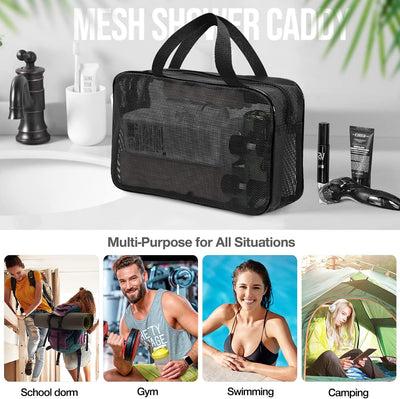 Bolsa ducha malla portátil negro organiz. accesorios