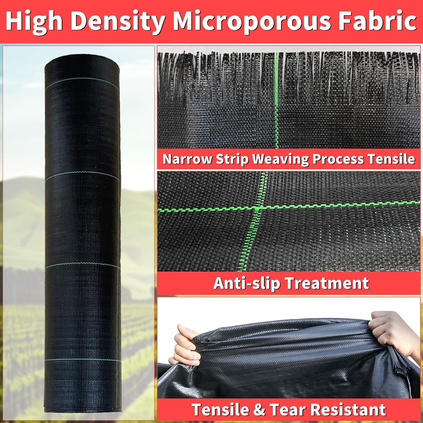 Tela geotextil 3x300pies resistente para jardín y malezas