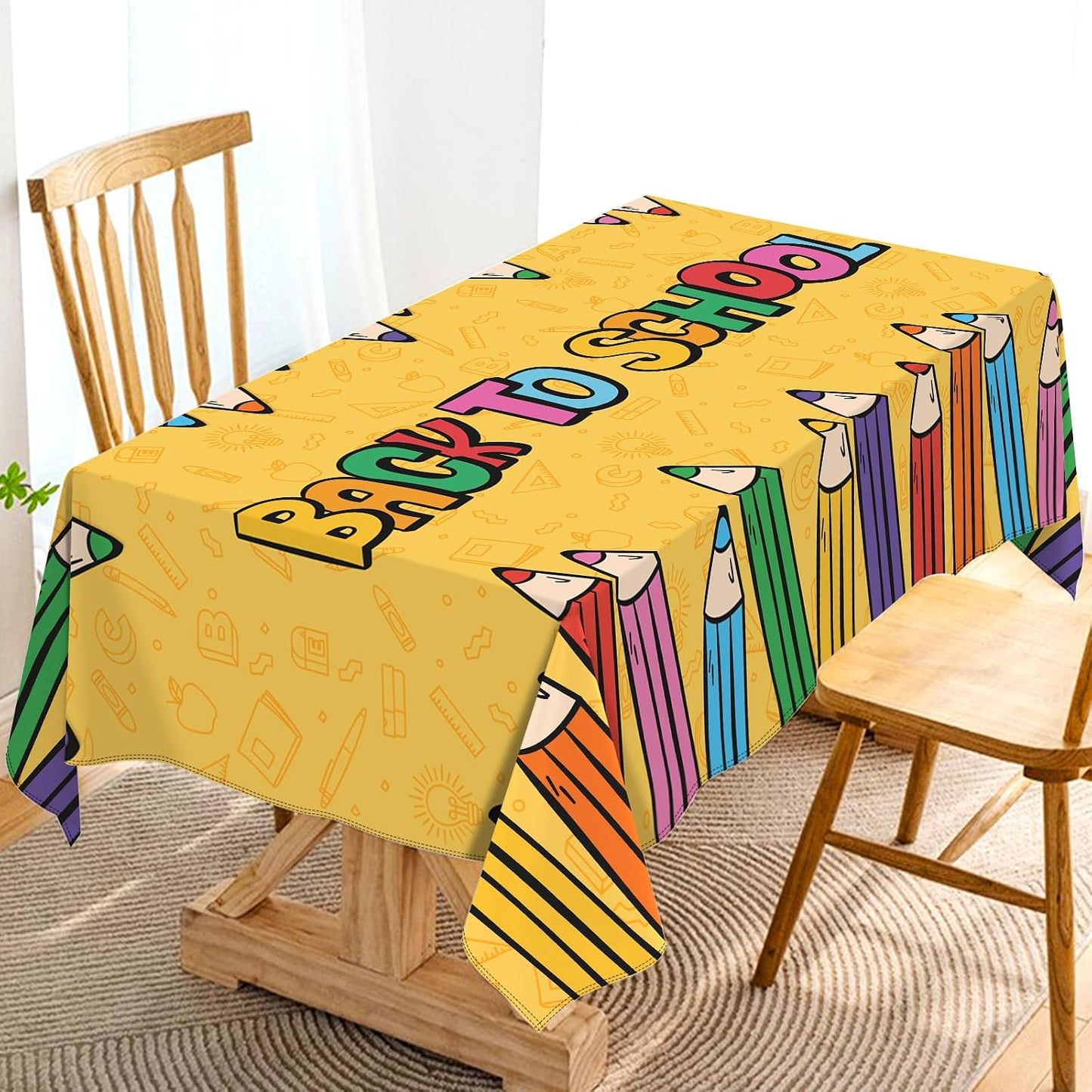 Mantel rectangular regreso a clases niños 60x84pulg