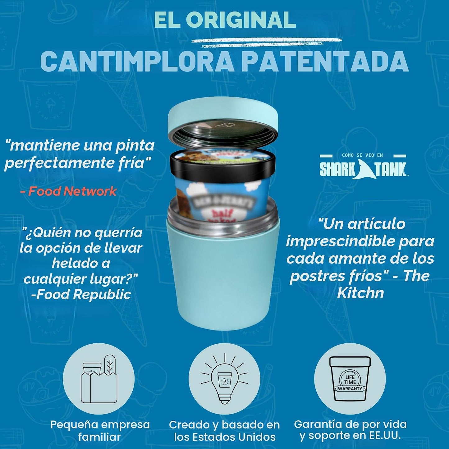 Enfriador pintas helado acero inox aislamiento vacío