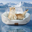 Cama refrescante perros gatos 20pulg azul antideslizante