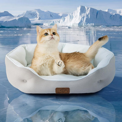 Cama refrescante perros gatos 20pulg azul antideslizante