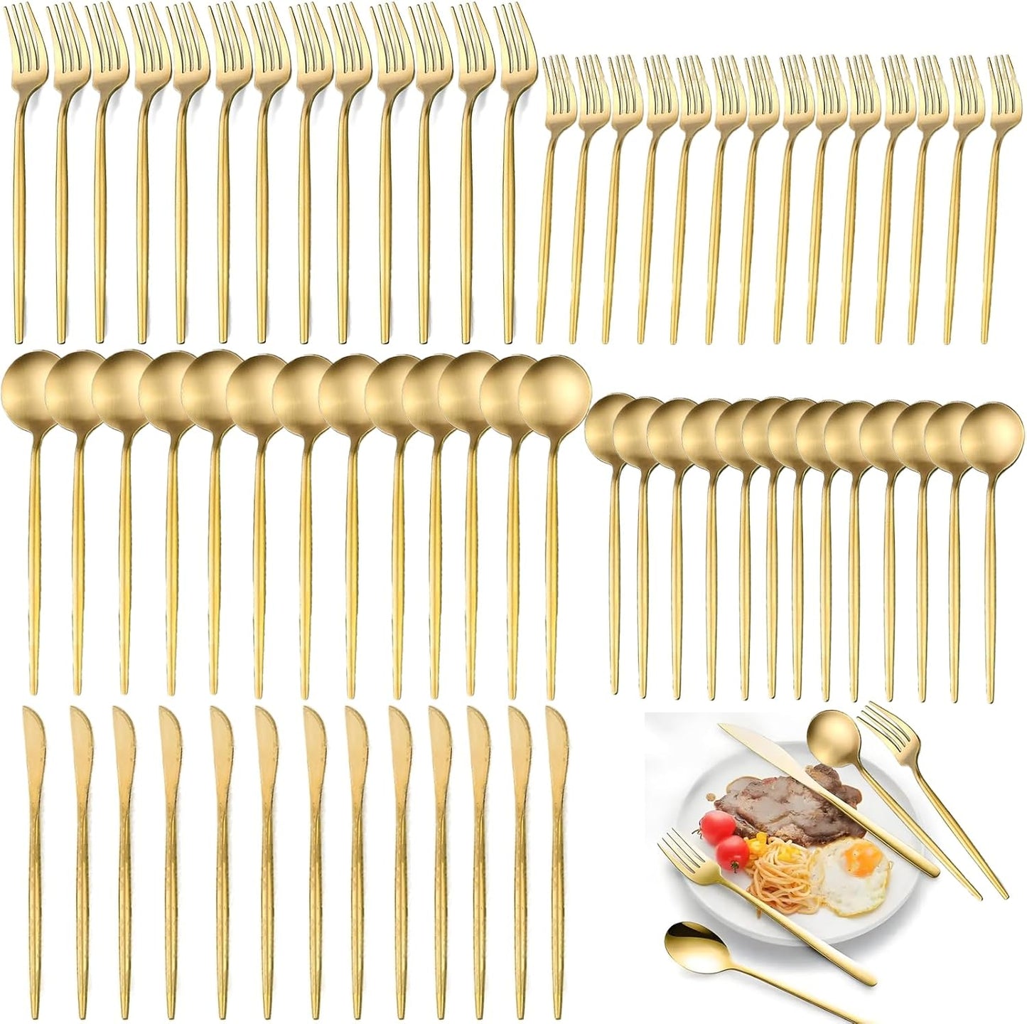 Set 80 Pzas Cubiertos Acero Inox Grado Alimenticio para 16