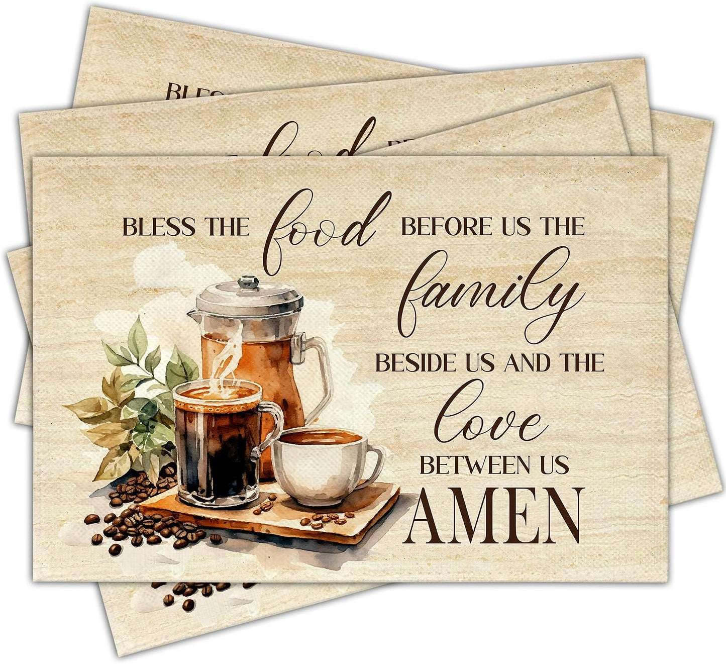 Set 4 Manteles Café 12x18pulg Lino Religioso