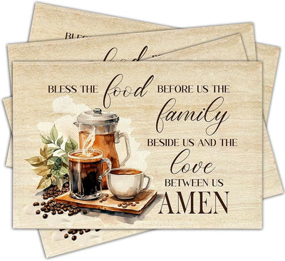 Set 4 Manteles Café 12x18pulg Lino Religioso