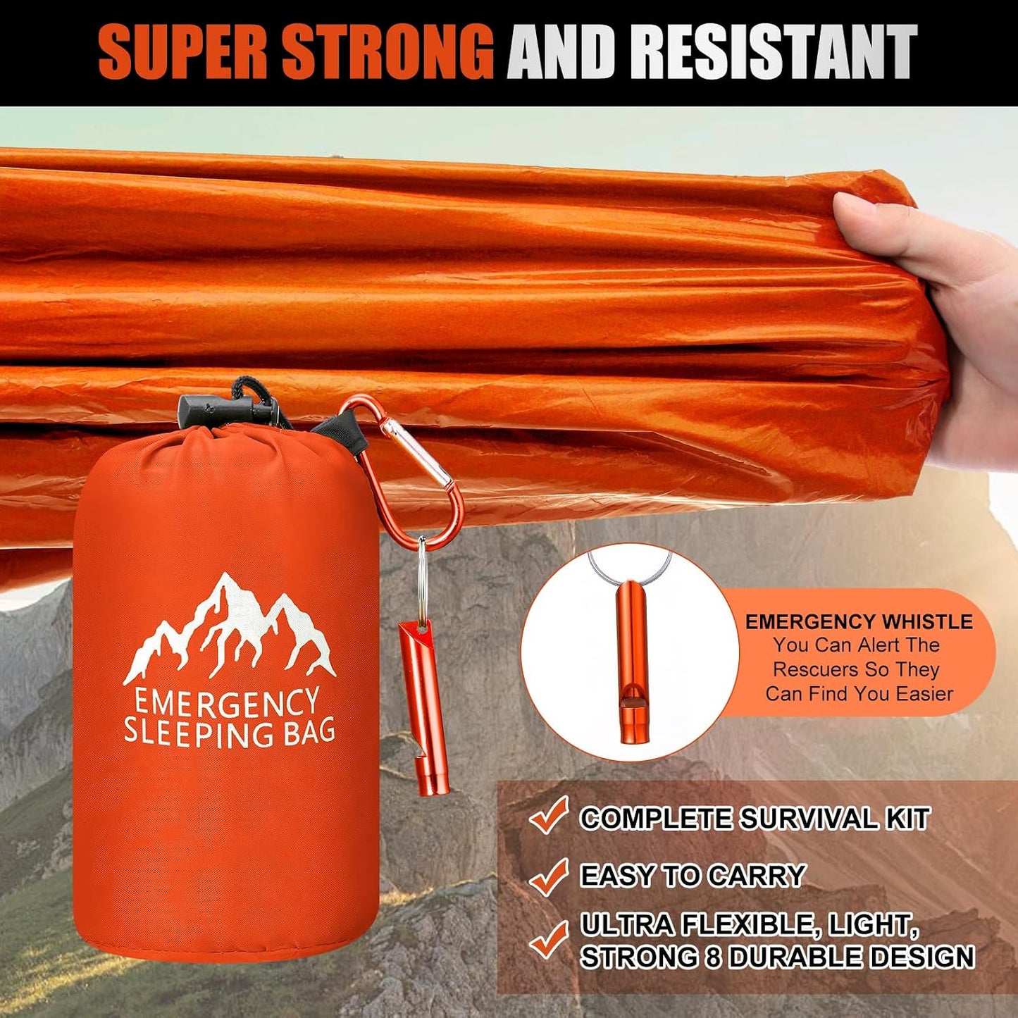 Saco dormir emergencia XL 94.5x49.2pulg impermeable térmico