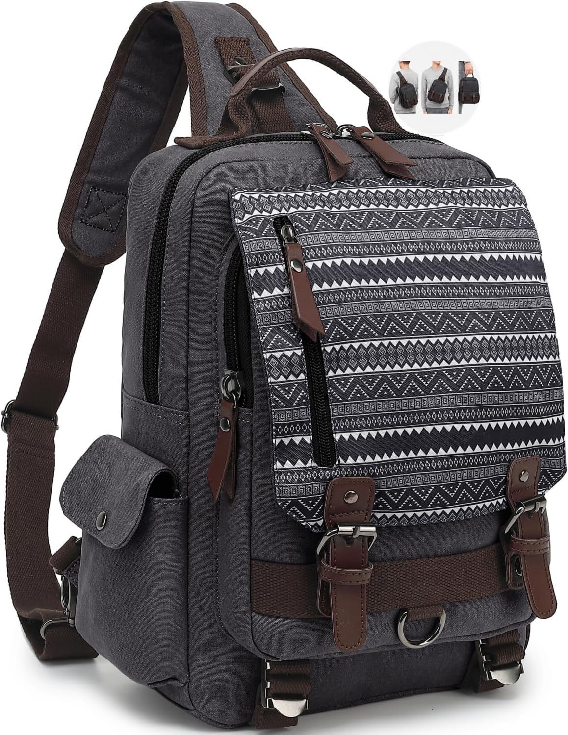 Bolso bandolera retro lona asa cruzada hombre mujer
