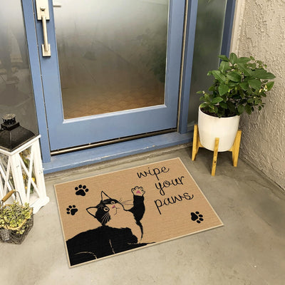Tapete puerta antiderrap para gatos negro