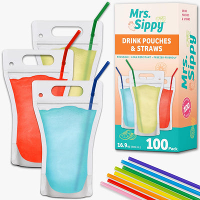 Bolsas transparentes reutilizables 17oz para bebidas con pajita