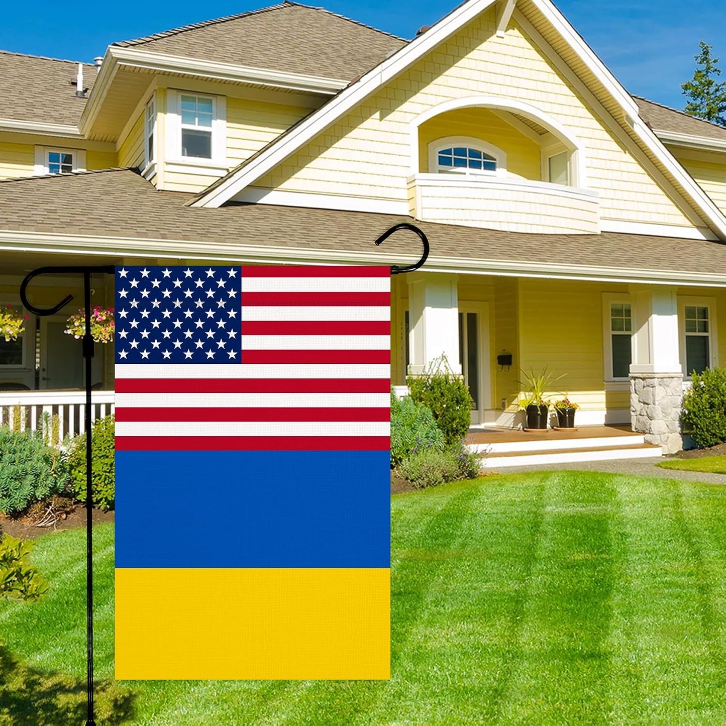 Bandera Ucrania 12x18pulg poliéster resistente jardín