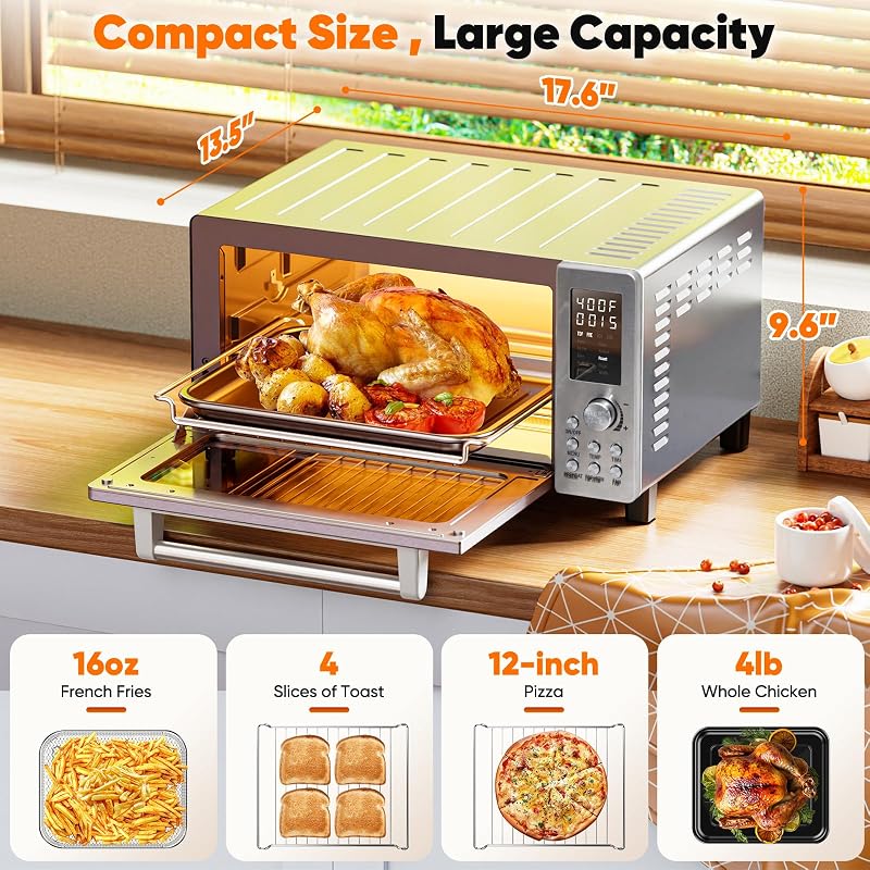 Freidora aire horno tostador 10en1 21Qt control temp