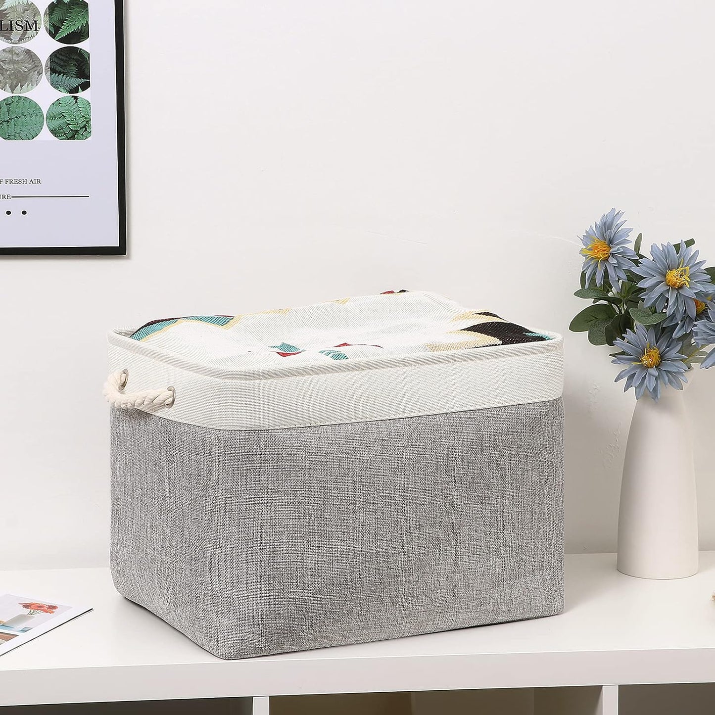 2 Cestas Tela 16x12" para Organizar Estantes