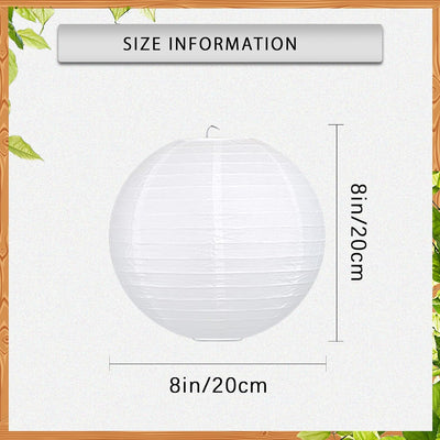 30 Linternas papel redondas blancas decoración hogar boda 8pulg