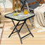 Mesa bistró cuadrada vidrio 18" marco negro plegable