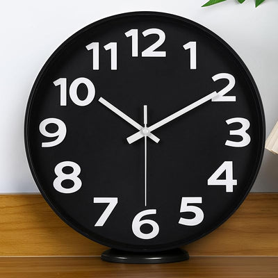Reloj pared 12pulg esfera 3D números arábigos negro