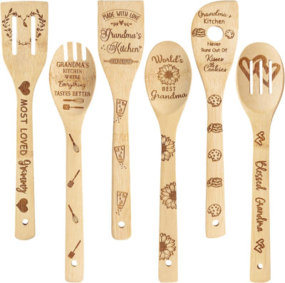 Set 6 cucharas bambú antiadherentes para cocina