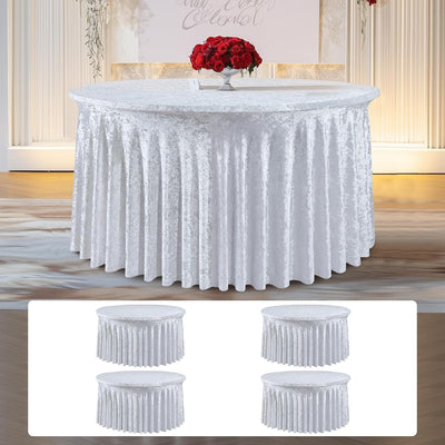4 Pzas Manteles Redondos 60pulg Velour Encaje Boda