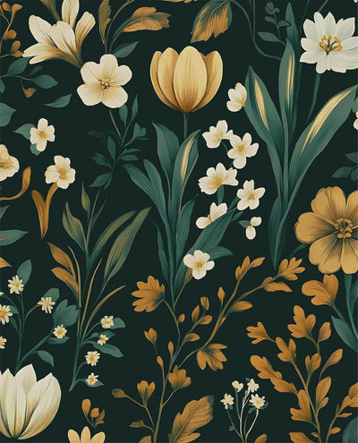 Papel tapiz vintage dorado autoadhesivo impermeable tulipán