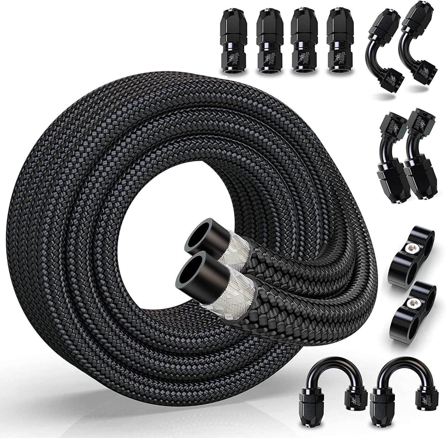 Kit manguera combustible 8AN trenzada CPE 10" negro