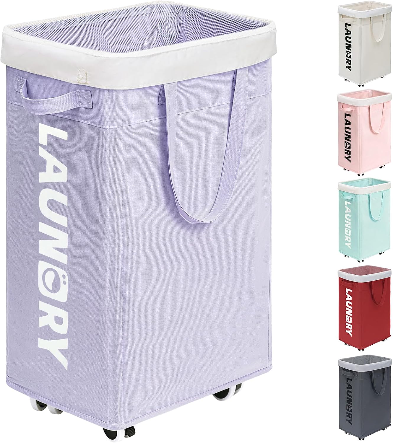 Cesta lavandería con ruedas 75L bolsa extraíble color