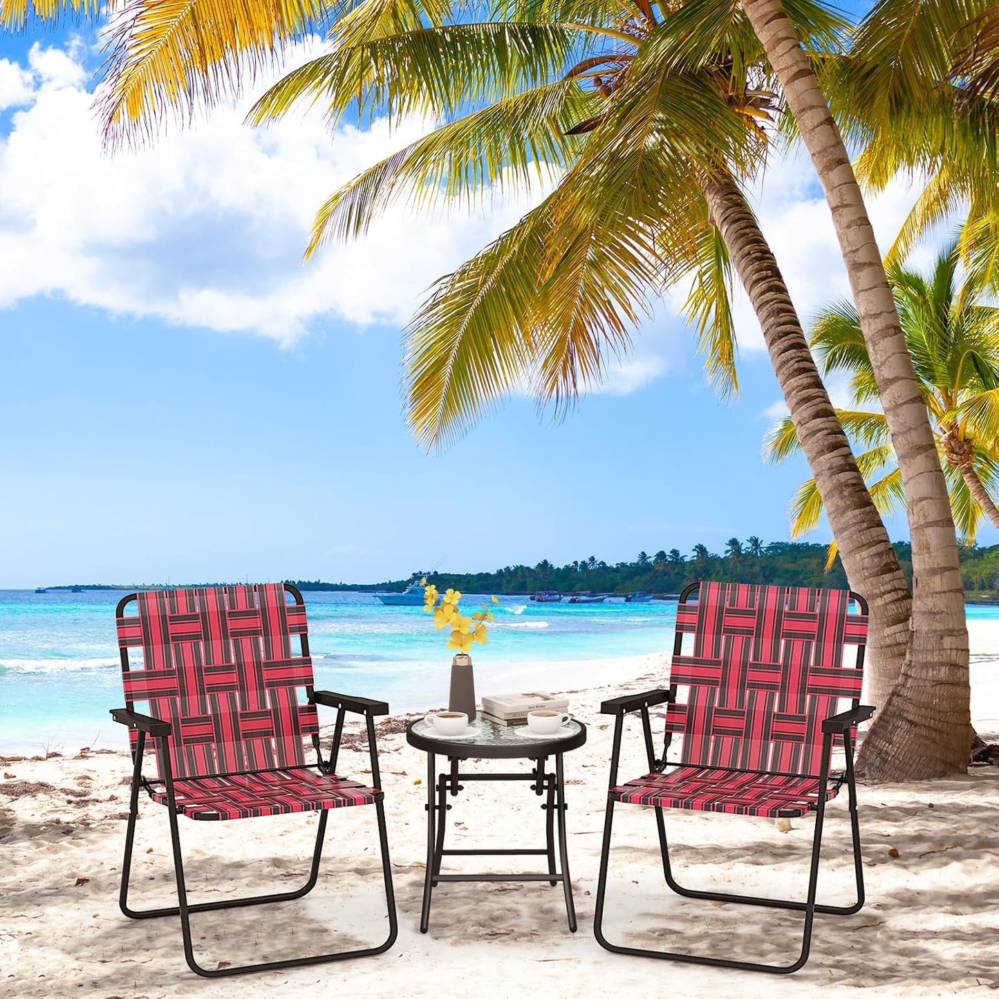 2 Sillas playa plegables acero ligero para exteriores