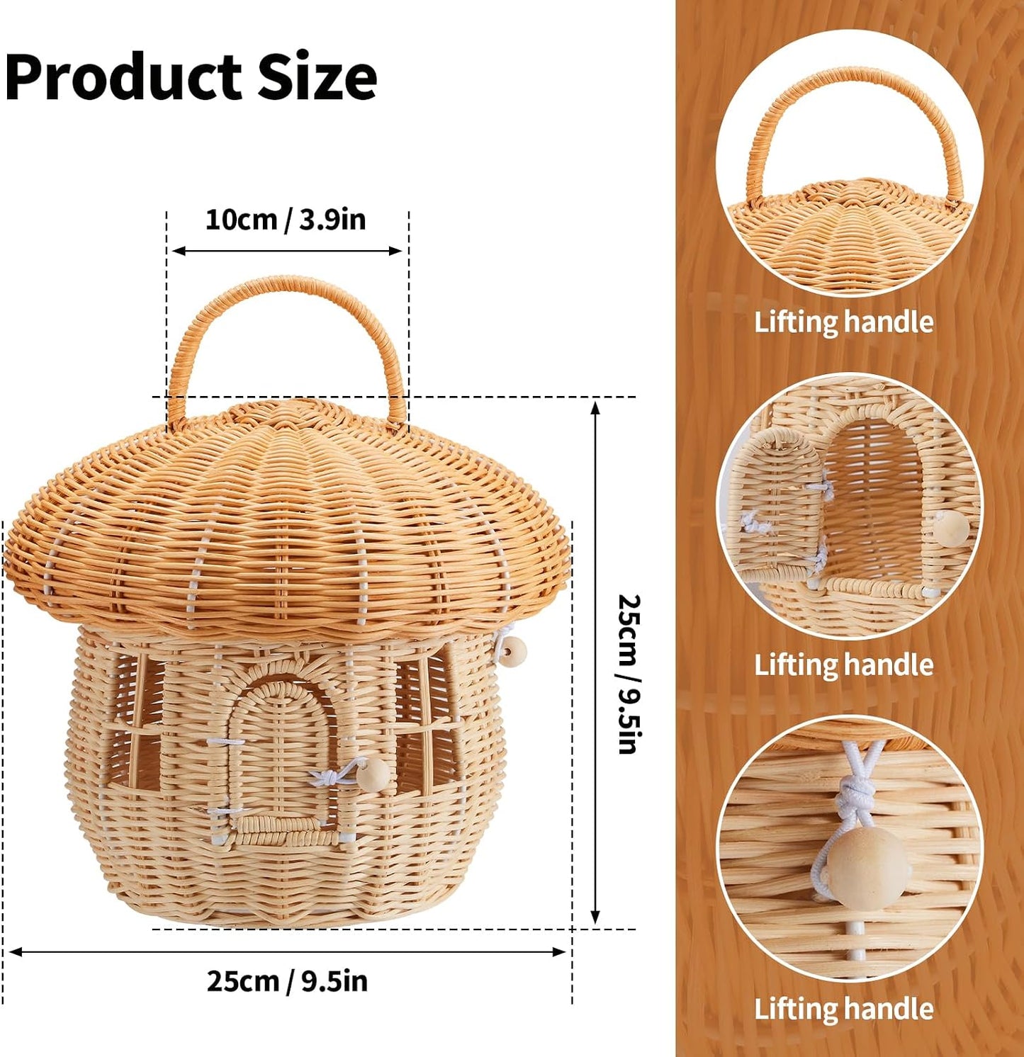 Cesta mimbre hecha a mano para exteriores y decoración