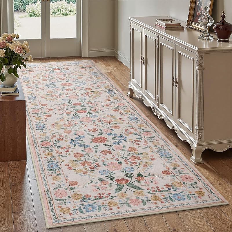 Alfombra vintage pasillo cocina antiderrap 2'6x8'