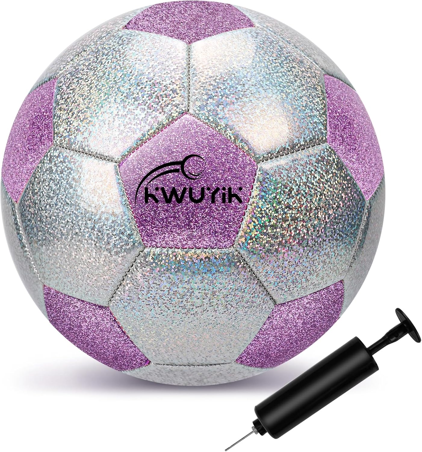 Balón fútbol niños 3-12 años con purpurina inflador