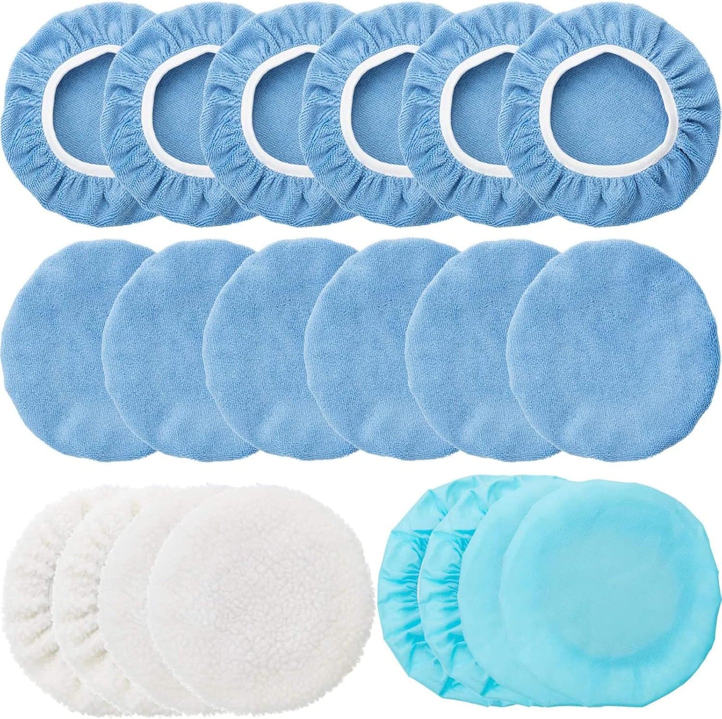 20 Almohadillas Pulidoras Orbitales 7-8pulg Capó Microfibra