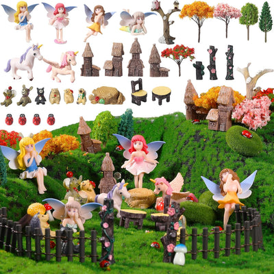 Juego 58 Pzas Mini Jardín Diorama Figuras Terrario