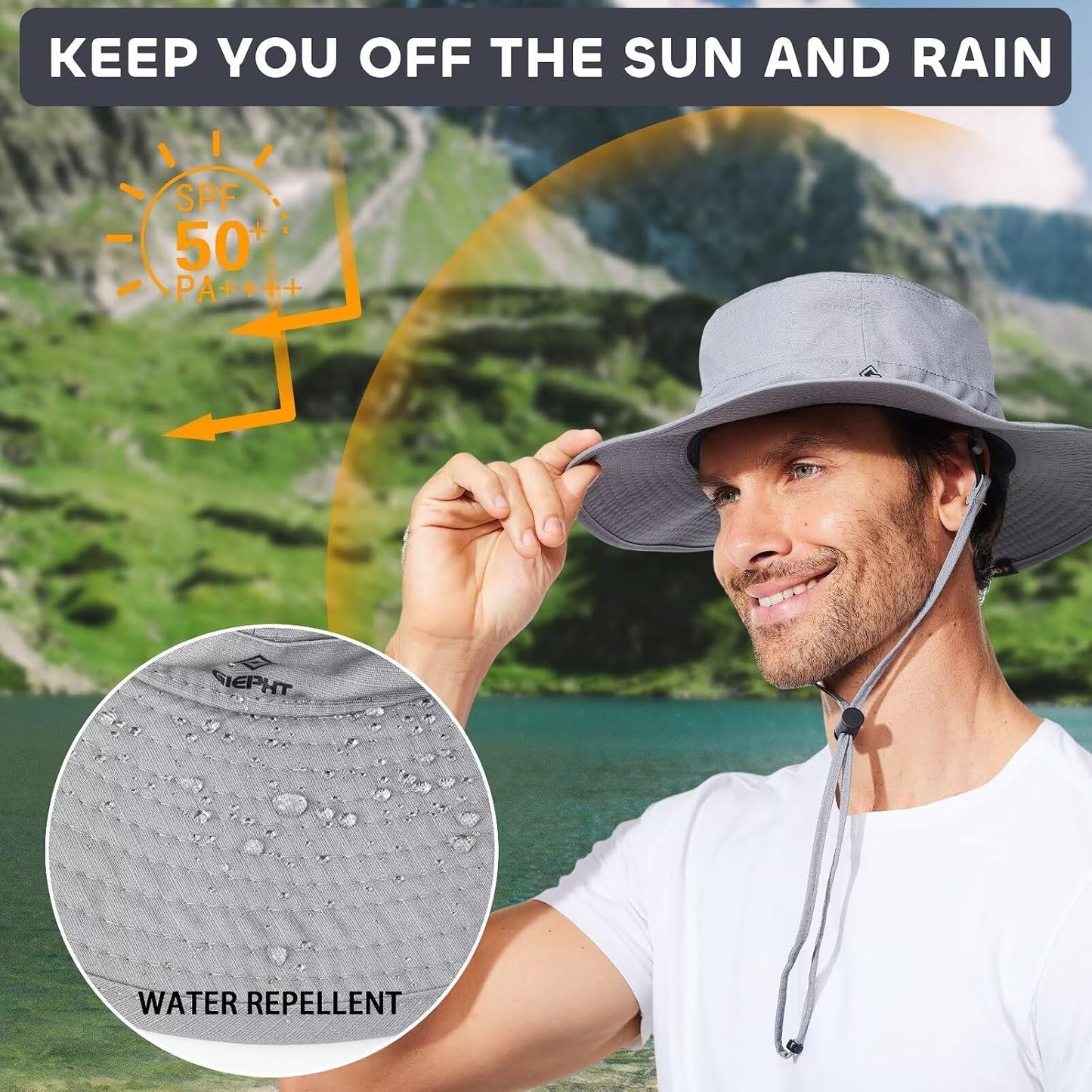 Sombrero pesca ala ancha UV SPF XL para hombre