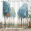 Cortina ducha azul con árbol 182,8x182,8cm 12 ganchos