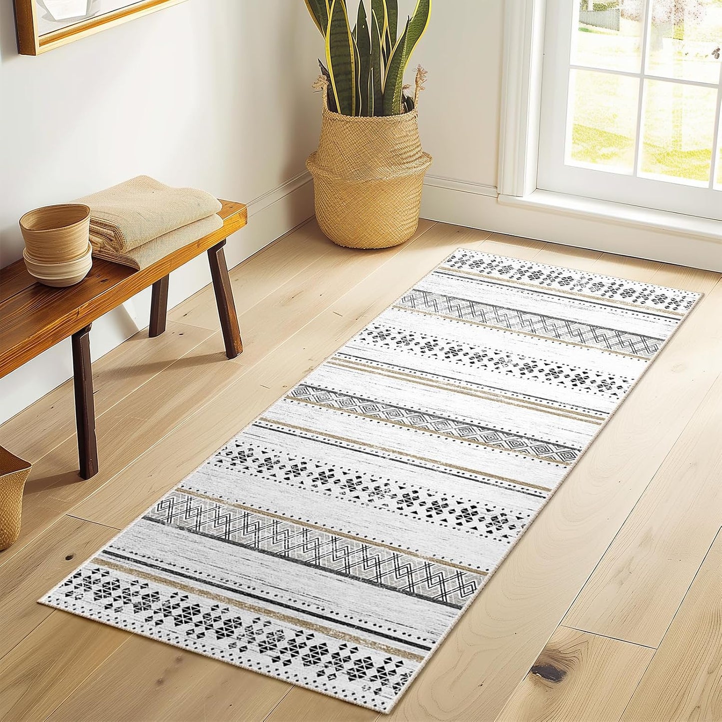 Tapete pasillo 2x6ft antiderrap diseño marroquí