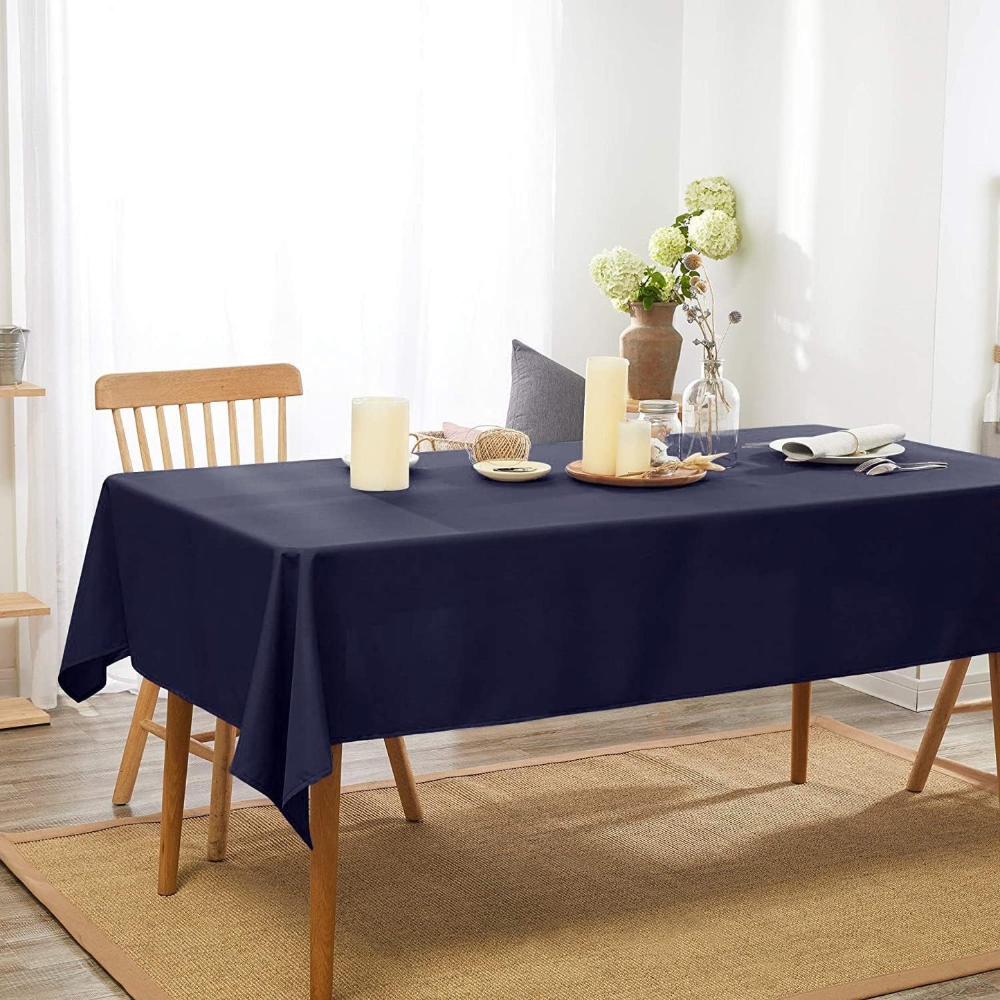 Mantel rectangular azul 60x120pulg resistente agua