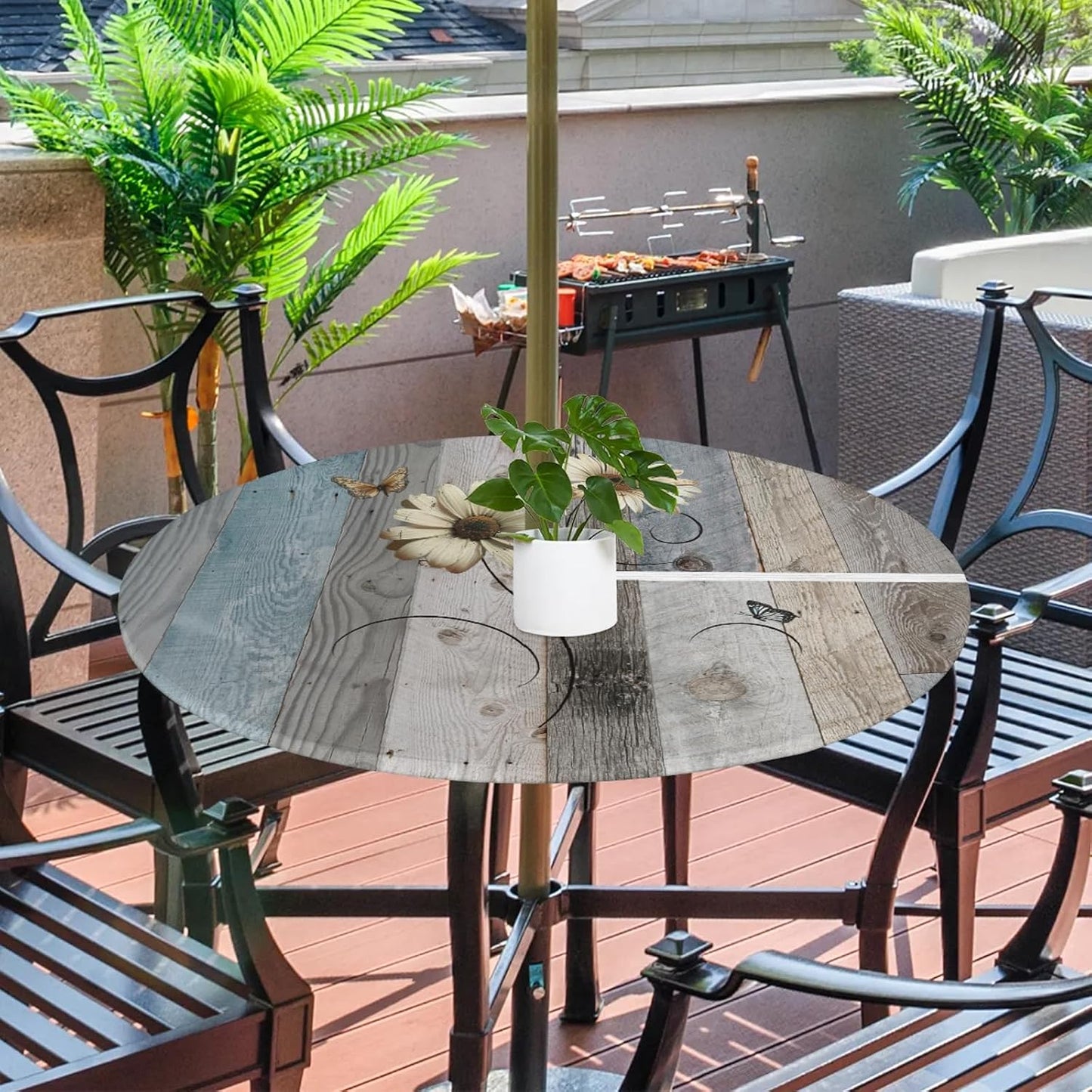 Mantel elástico redondo poliéster impermeable patio