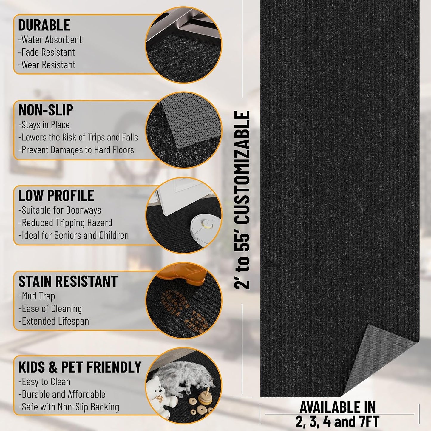 Alfombra pasillo 2x20pulg antiderrap uso interior exterior
