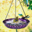 Baño colgante pájaros 11" cuenco metal color púrpura y azul