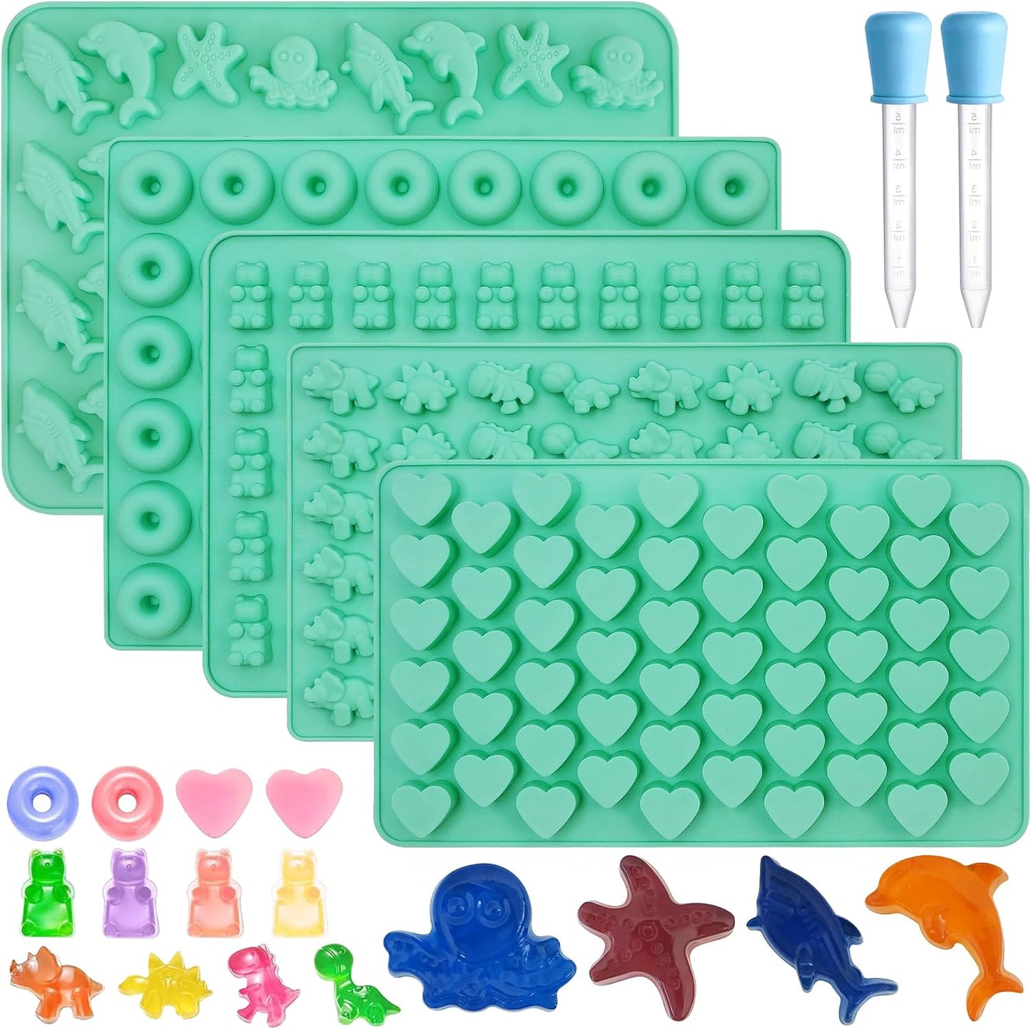 7 Pzas Moldes Silicona Ositos Gomita Animales Marinos