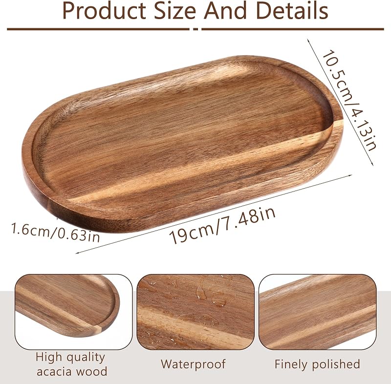 Bandejas madera acacia mini platos tocador encimera
